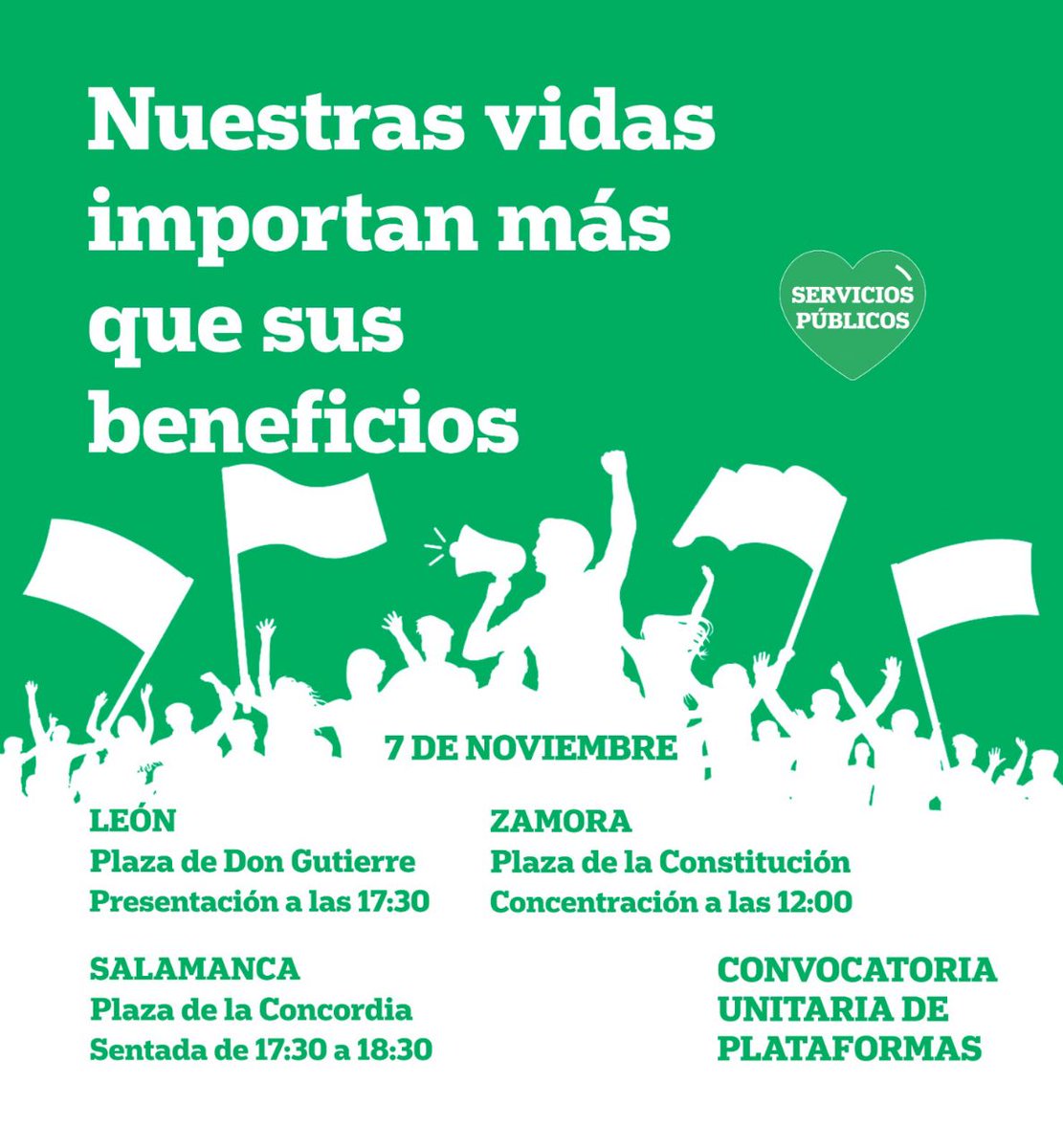 #ServiciosPúblicos #SanidadPublica #EducacionPublica #ServiciosSociales #dependencia
#Residencias #transportepublico #Energía
#ingresoincondicionalysuficiente
• salir de la la crisis con #justiciasocial y #ecológica.
#Viviendaporderecho #StopDesahucios
#PensionesDignasYa