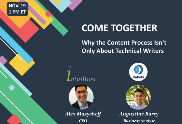 DITAToo1's tweet photo. Join us at this live talk on Thursday, November 19th at 1pm EST to discuss how you can increase the quality of your content by involving teams outside of your technical publication dept. to the content process. To register: https://t.co/MqRJjSlk83 #techcomm #ContentStrategy https://t.co/YmKrcFjpmQ