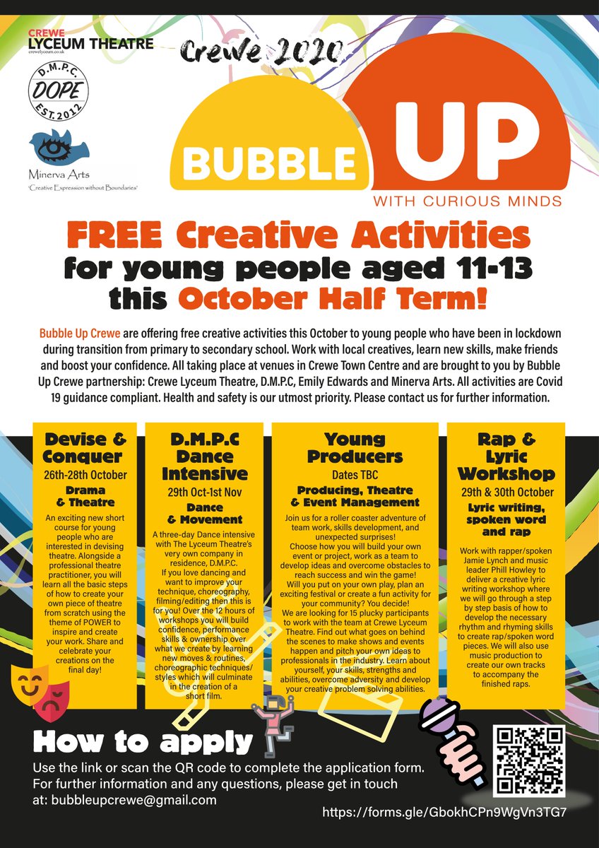 Unfortunately, due to lockdown restrictions, we have had to postpone our Young Producers and Rap &amp; Lyric Workshop. We are planning to deliver this workshop in 2021, so please feel free to get in touch to sign up for for more information. 
docs.google.com/.../1FAIpQLSfp…...