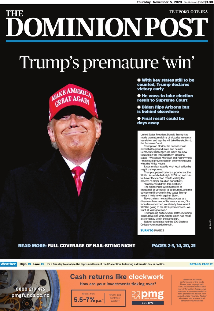 Day after-after election fronts from outside the US: