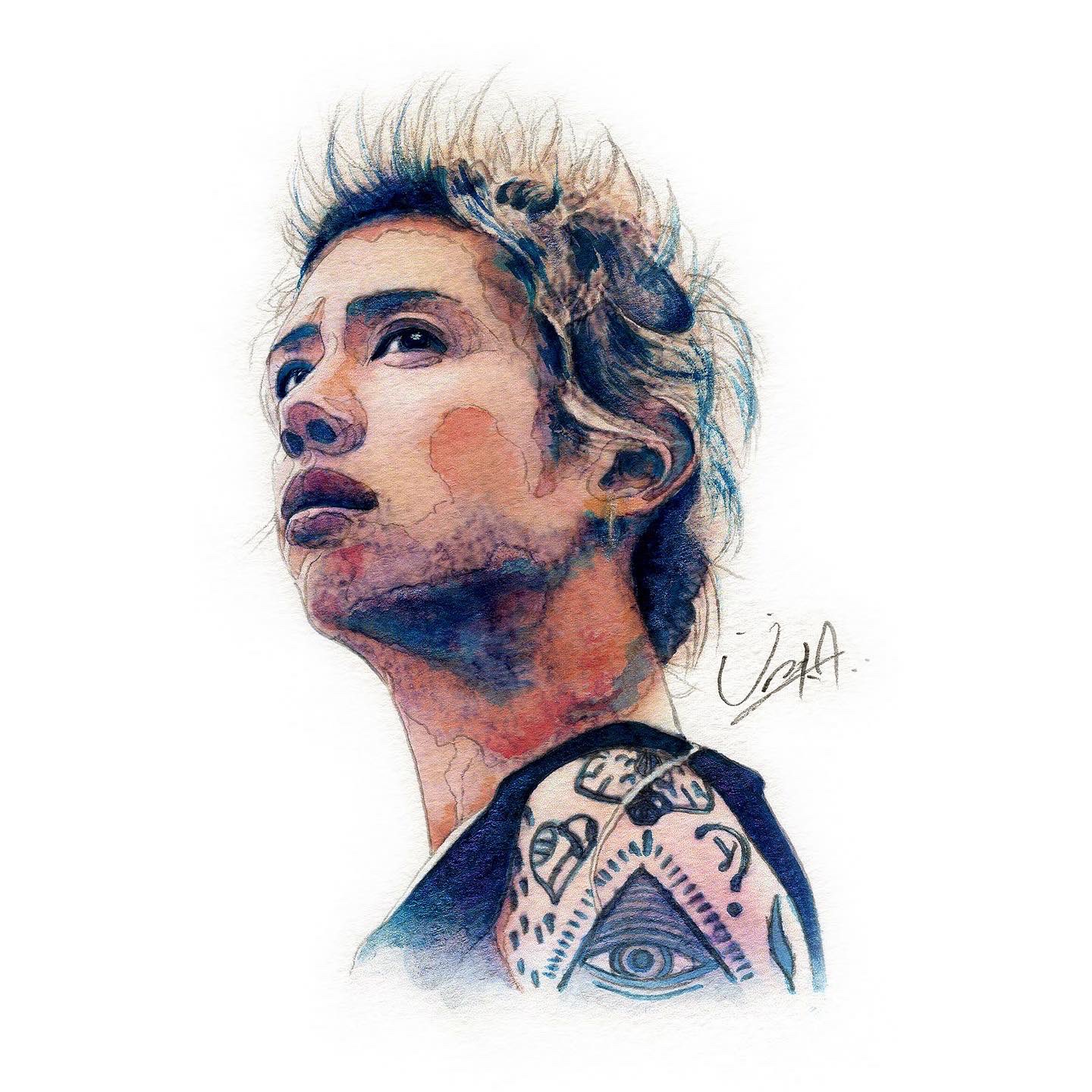 ONE OK ROCK taka 似顔絵 有名人／芸能人の似顔絵》 似顔絵検定1級のプロの似顔絵師が描く