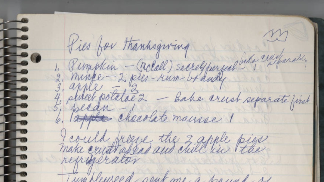 MWalkerCenter's tweet photo. As Thanksgiving is quickly approaching, here are a few pies that Margaret Walker made for her Thanksgiving menu in 1986. To read more from The Margaret Walker Center Archives &amp; Museum of The African American Experience, visit https://t.co/t0ZimFtGP1 https://t.co/TNn6u8AtHU