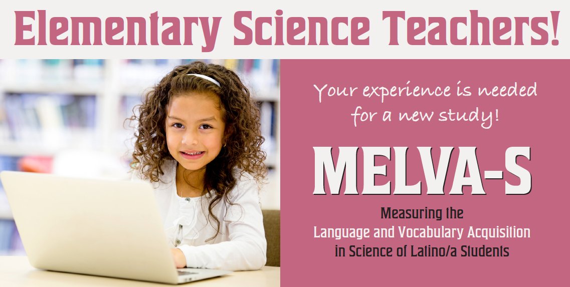 MCPER_EDU's tweet photo. Elementary Science Teachers! Help us!
Earn $100 by reviewing a list of science terms for an online assessment that will measure the science word knowledge of 2nd and 3rd grade Latino/a students. 

Click here for more info and link to the interest form: https://t.co/g7xge9cv4j https://t.co/ZUhVWMI66S