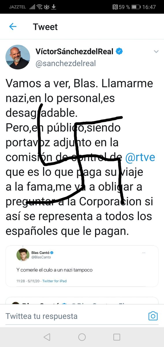 guripondio's tweet photo. @sanchezdelreal @rtve El no te ha llamado nazi personalmente, yo si. https://t.co/2xDtJpVsUo