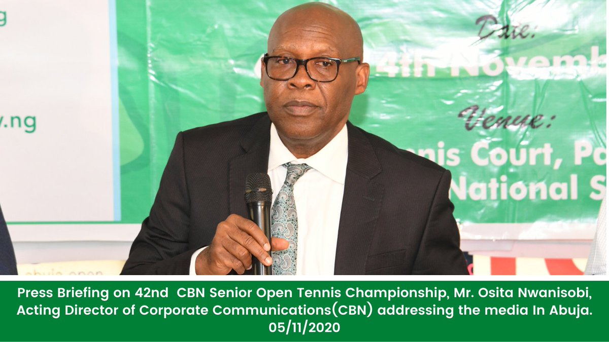 cenbank's tweet photo. CBN urges Nigerian youth to take advantage of the Bank’s intervention programmes to enhance the quality of their lives

Over 250 players expected at 2020 CBN Senior Tennis Tournament

#CBNSeniorOpenTennisChampionship2020 https://t.co/E5lHxKWXOe