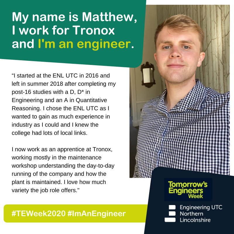 ENLUTC's tweet photo. For @Tomorrows_Eng Week 2020, check out two former UTC students who have gone onto successful #STEM careers!
#TEWeek2020 #ImAnEngineer https://t.co/c9lea0xqjc