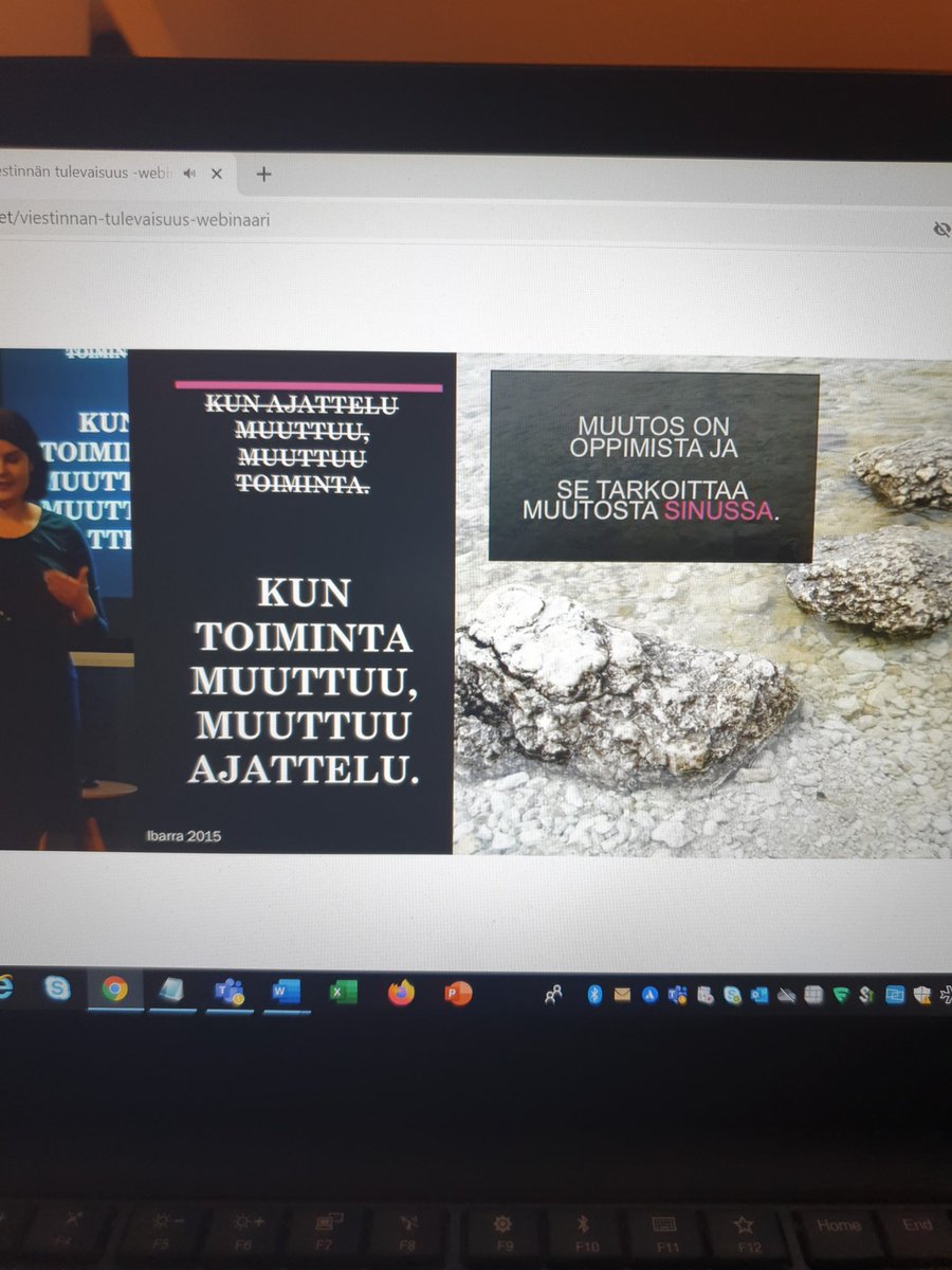 Allekirjoitan: jatkuva muutospuhe on kokenut jo inflaation. Yksinkertaisesti: muutos on kykyä oppia yhdessä. Konkreettisesti: rohkeutta tehdä ja kokeilla, ei pelkkää puhetta ja muutoksen sanoittamista. <a href="/outiihanainen/">Outi Ihanainen-Rokio</a>  #ViestinnänTulevaisuus