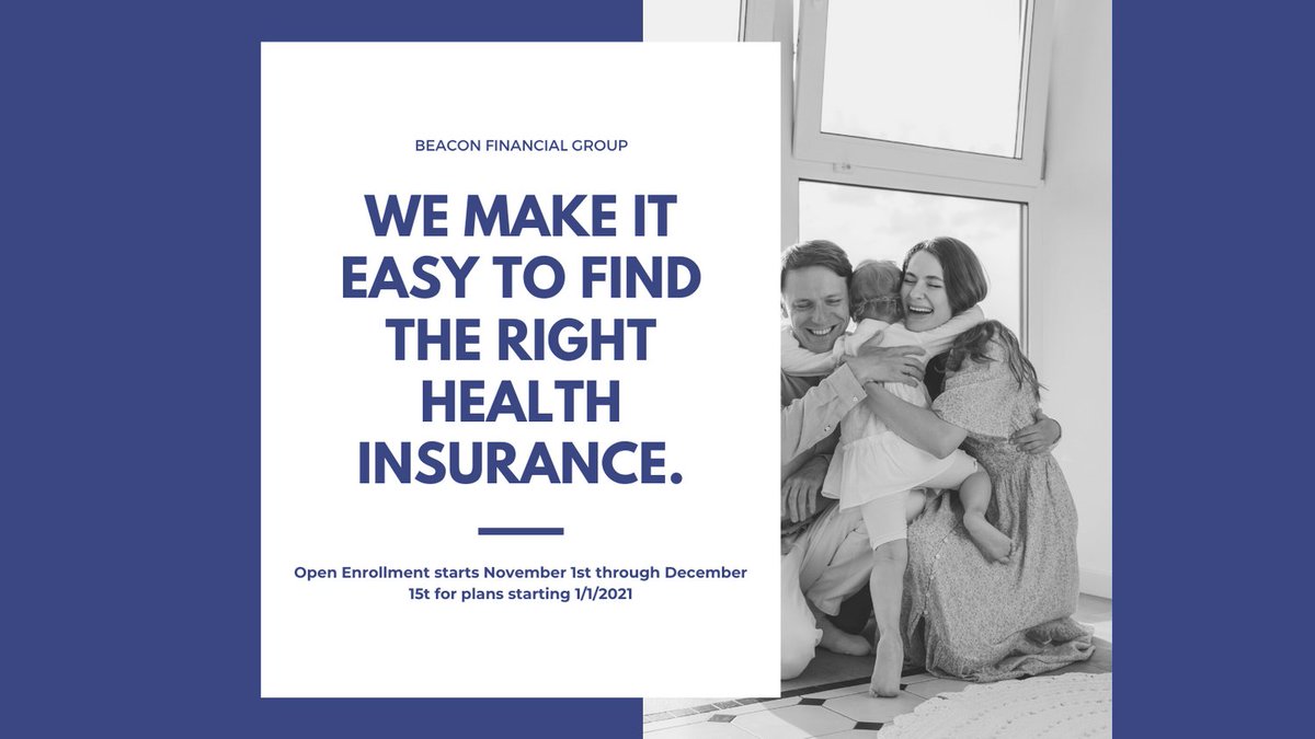 beaconfingroup's tweet photo. Starting November 1st, everyone is eligible to renew, change or enroll in an individual or family health plan for 1/1/2021. We can assist in explaining, choosing and enrolling in any plan, as we represent all health insurance companies offered in New Jersey. https://t.co/WIiM6KBU8J