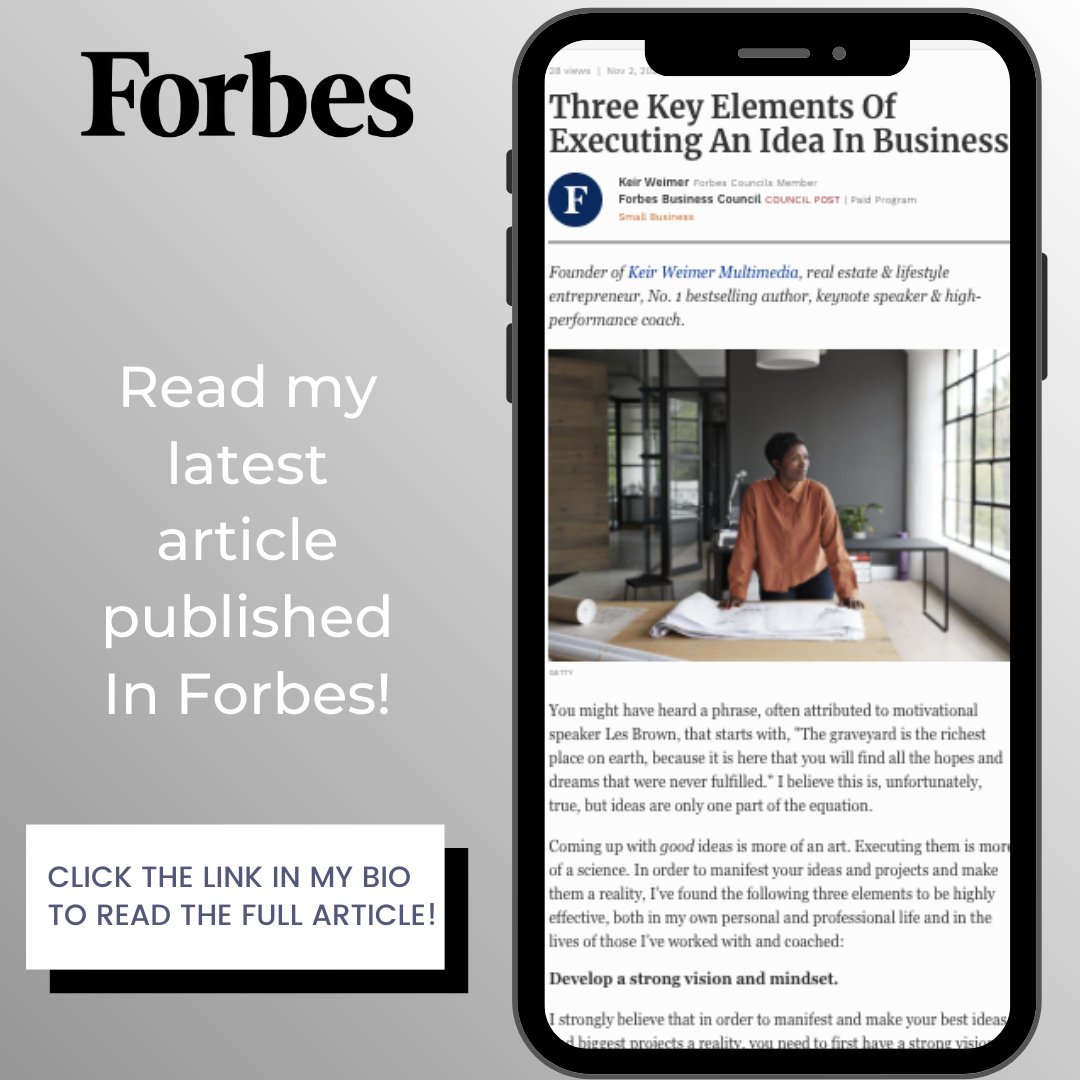 KeirWeimer_Team's tweet photo. What are the three key elements of executing an idea in business? Read my latest article published in FORBES to read more!

Click the link to read the full article: https://t.co/SHeaQ6yTQv https://t.co/dxLXd12IK4