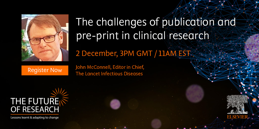 Join us for the final episode in our Future of Research series, with <a href="/JohnSMcConnell/">John McConnell</a>, Editor in Chief <a href="/TheLancetInfDis/">The Lancet Infectious Diseases</a>. What might clinical research publication look like in the future? Register today; elsevier.com/clinical-solut…