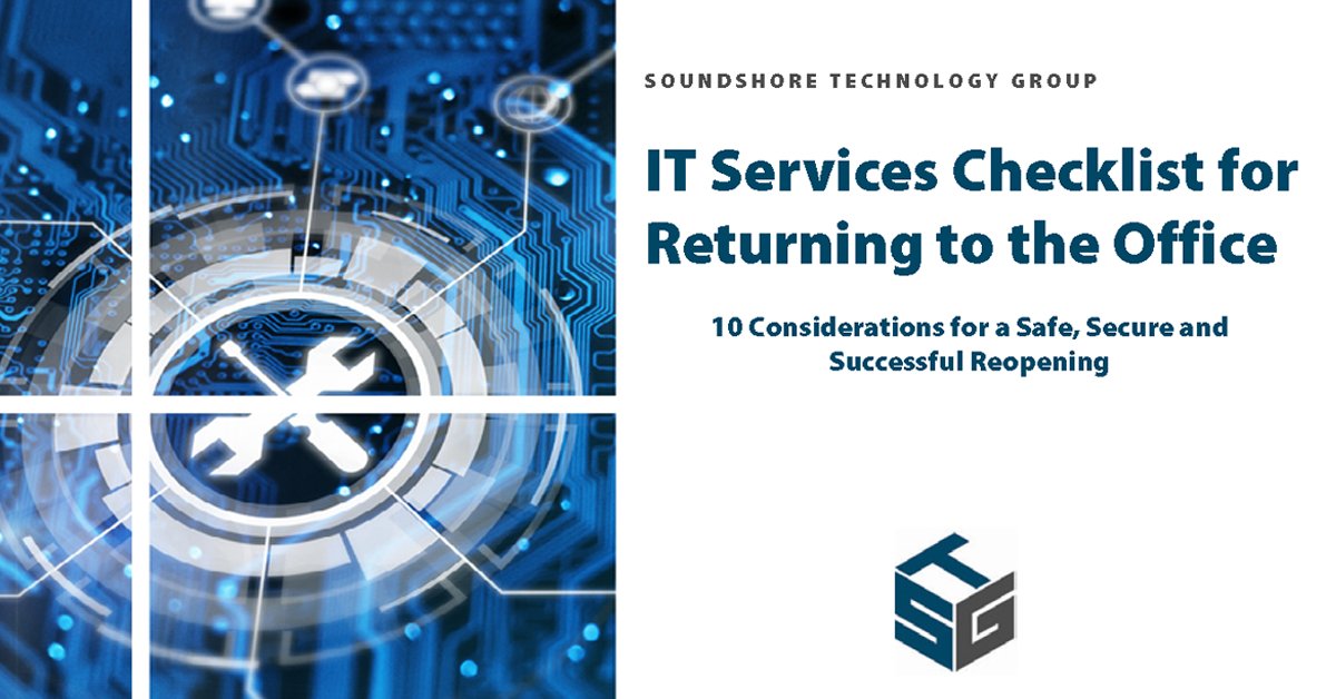 SoundshoreTech's tweet image. Your firm needs to do due diligence before your employees return to your offices. To help you prepare, we developed an #ITServices Checklist to help your firm determine the steps it should take for a safe, secure and successful reopening. Get it here. ⟶ hubs.ly/H0ywthv0