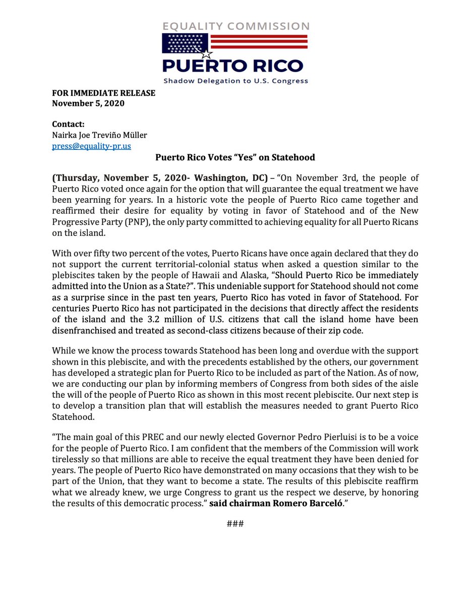 PRSC51's tweet image. Puerto Rico Votes “Yes” on Statehood