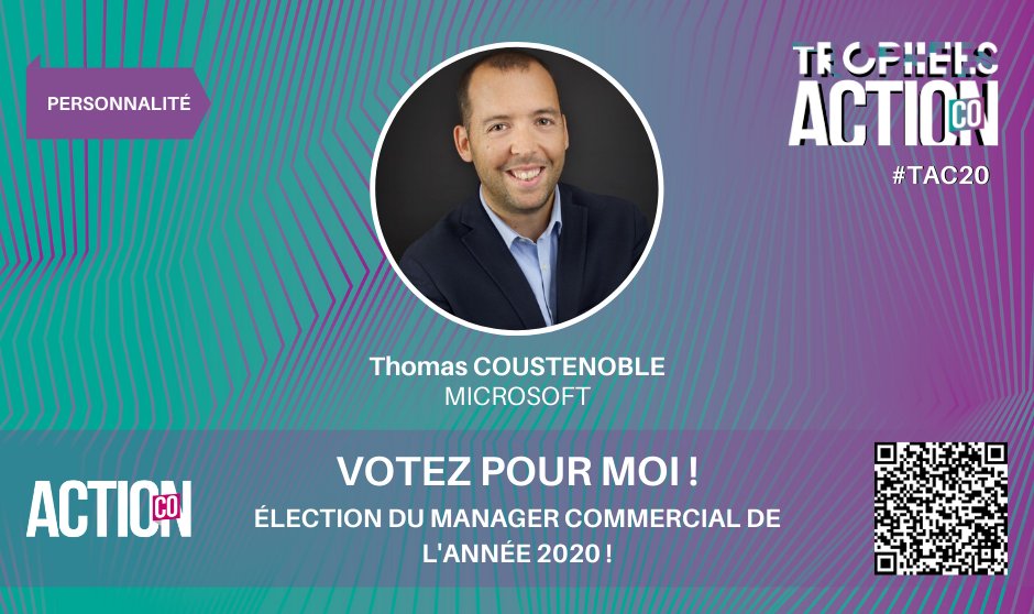 tcoustenoble's tweet photo. Honoré d'intégrer la sélection des 10 personnalités en lice de manager commercial de l'année 2020. Merci à l'équipe @Actionco_fr , aux partenaires #MaPMENumerique #PME @microsoftfrance pour votre confiance! Si vous souhaitez voter, c'est par ici, MERCI ! https://t.co/IlSH02X8xO https://t.co/oKrnvXBt9o