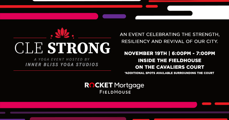 RocketArena's tweet photo. Just Announced! #CLEStrong yoga event with @InnerBlissYoga1 on Nov. 19 on the @cavs Court.
Proceeds from tickets benefit @OhioGuidestone. Space is limited for these events, so sign up quick.
DETAILS + REGISTRATION: https://t.co/lDhdS8H4IA https://t.co/eDRIEa89aU