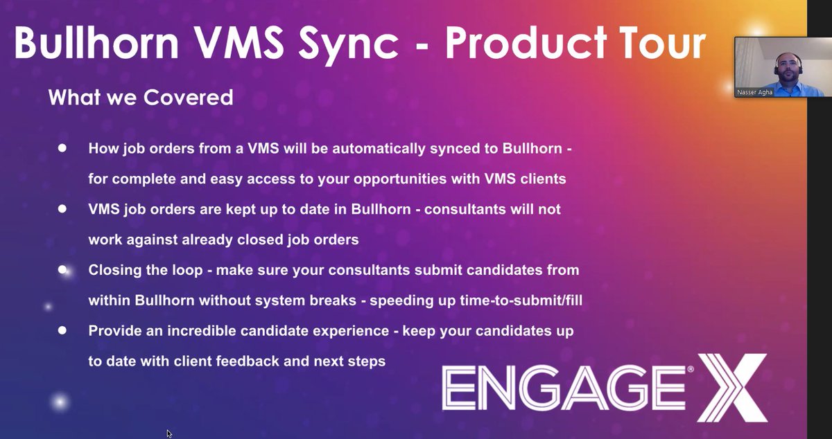 Pixid_Int's tweet photo. Great guide to #Bullhorn's VMS Sync, with Mark Hummel &amp; Nasser Agha. Like Mark Hummel, we're also excited about our partnership with Bullhorn going forward. #BullhornengageX #Pixidvms #automation #recruitment #Pixid https://t.co/RBYUnVzb8T