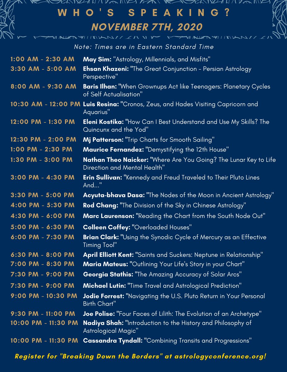 Here are our speakers for day 2!! Which lectures are you most excited about!?
Register for "Breaking Down the Borders" at astrologyconference.org!