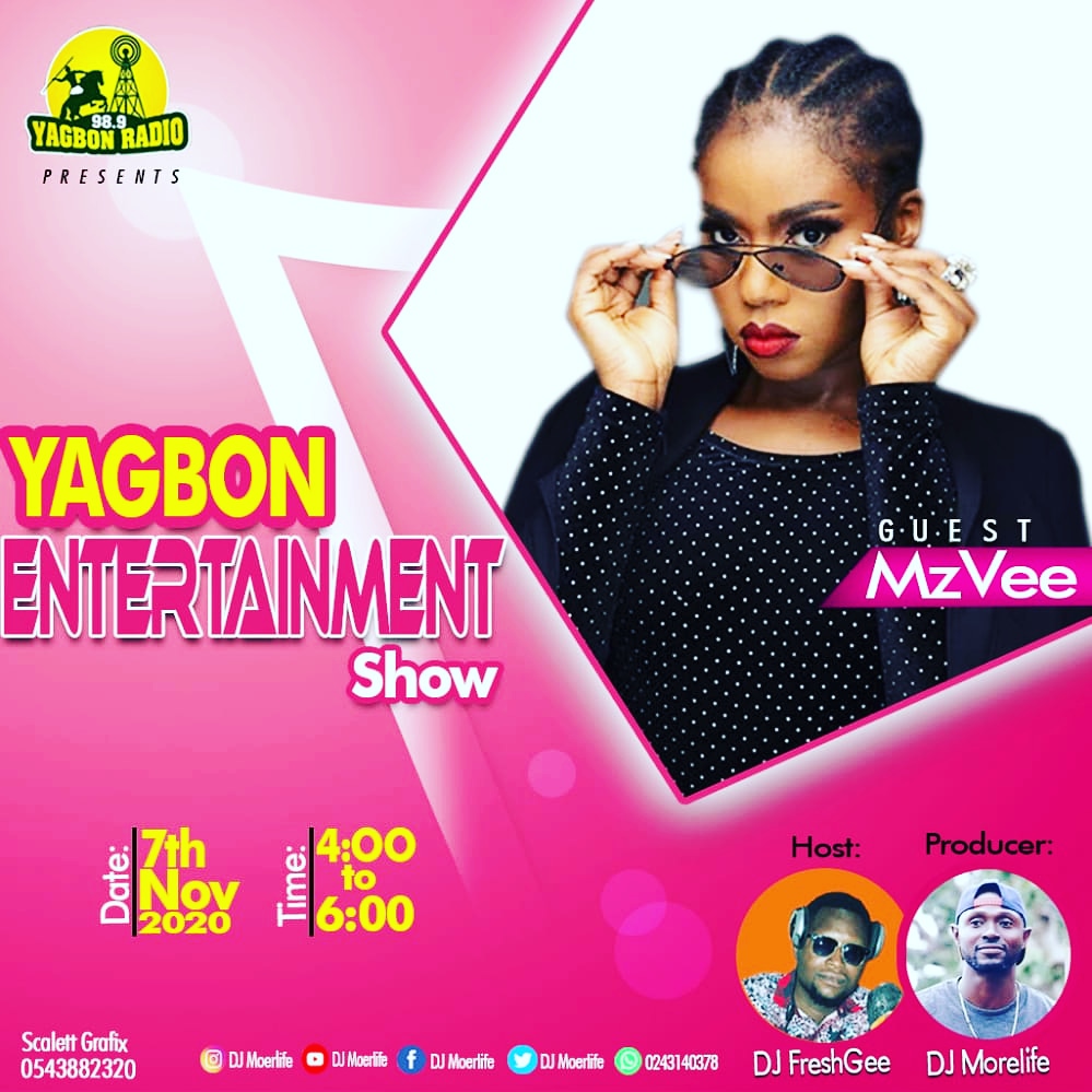 dj_morelife's tweet photo. NEXT ON: "Yagbon Radio(98.9mhz-Bole) Entertainment Show" This Saterday 7th November, 2020 Is No Other Than Our Own 
Vera Hamenoo-Kpeda (born 23 June 1992) better Known by Her Stage Name MzVee, is a Ghanaian Singer, Afropop, Dancehall and R&amp;B Artiste. 
Tune In ... https://t.co/tVHDomOx5e