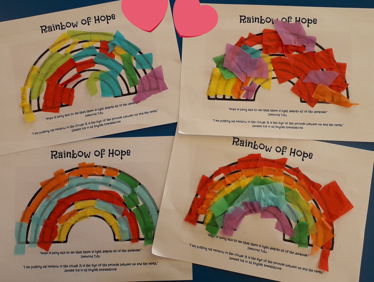 PlacesProject's tweet photo. Lovely mini #WiggleWorship yesterday with the Reception Class @StMaxentiusPri. #Wiggle shared the story of 'Noah and the Rainbow'🌧🌊🌫🌬🌈 and then we created colourful  #RainbowsOfHope 🌈 @StMaxChurch @RectorTeam
@DioManchester @DbeManchester @churchofengland @BFPMAT https://t.co/v8Xr5HDFvS