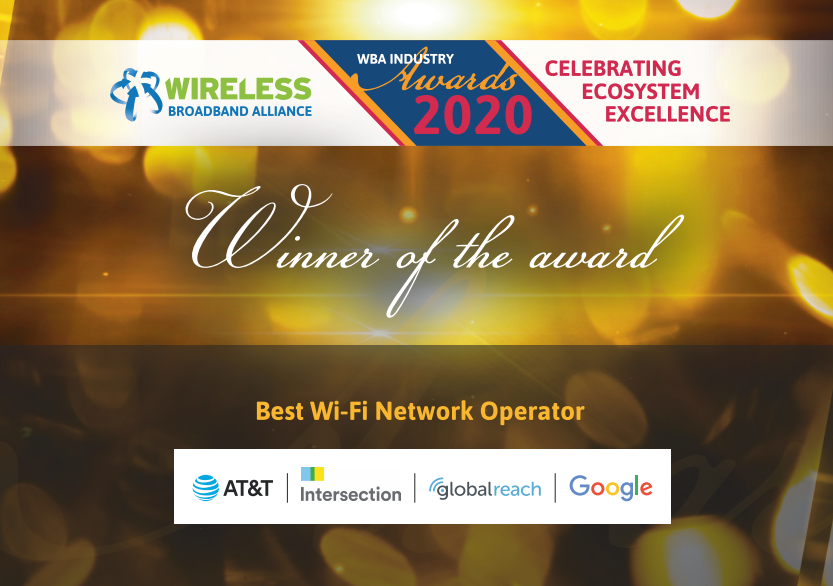 GlobalReachTech's tweet photo. 😀Along with our partners AT&T, Intersection & Google, we were announced as the winner 🥳of the Best Wi-Fi Network Operator category in the @WBAlliance Awards 2020: https://t.co/YIgG3TZiod
#PasspointWiFi #WiFioffload #wifiroaming #Passpoint #Mobileoperator #cellular #5G https://t.co/oQlqTD7waG