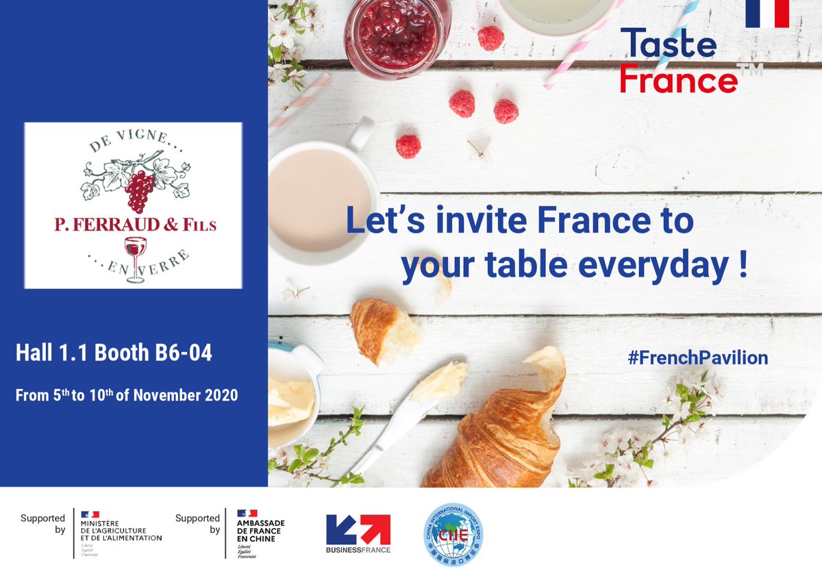 TasteFrance_EN's tweet photo. . @pferraudetfils is represented at @ciieonline! With a strong legacy of 5 generations’ expertise, @pferraudetfils wines are renowned across the world, particularly in #China. https://t.co/mGoXyAoZLu @France_en_Chine @BF_vins @BF_China #FrenchPavillon https://t.co/LMMNzgeFtA