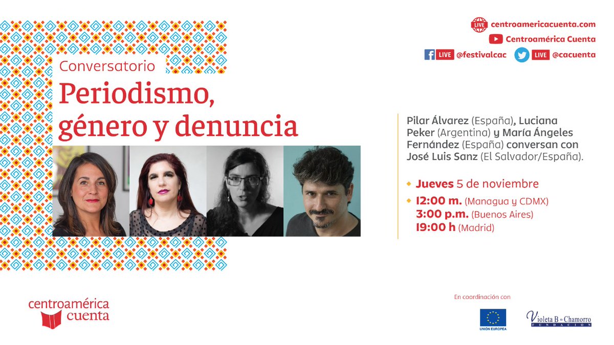 FundVioleta's tweet photo. ¿Cuál es el compromiso del periodismo para construir una sociedad más igualitaria?
Pilar Álvarez, corresponsal de género @el_pais, @lucianapeker, periodista especializada en género, Ma. Ángeles Fernández, coordinadora @pikaramagazine conversan con @jlsanz de @_elfaro_
#CAC20 https://t.co/MQ7DsBRaIS
