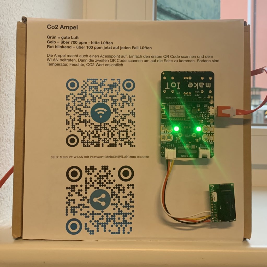 sbamueller's tweet photo. Die #co2ampel gibt es nun auch mit lokalen Acesspoint für die Werte (braucht man kein Display mehr). Zugang über coole #qrcodes.
Auch Erklärung zu neuen #ArduBlock‘s und Anleitung:
https://t.co/W5oSpoex1R @guido_burger #iot #maker #indoorair2020 #airquality https://t.co/lWydZwlenQ