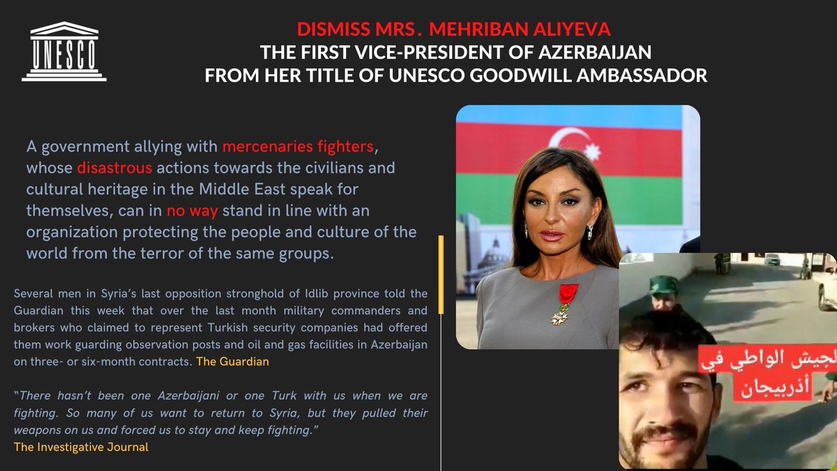 ArHart53's tweet photo. @UNESCO @AAzoulay 
#StopAzerbaijaniAggression 
Dismiss #GoodwillAmbassador https://t.co/wqgyl3XeEk