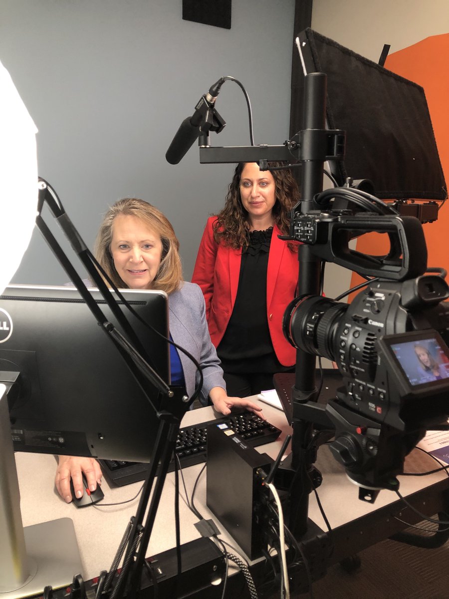 IndianaOnline05's tweet photo. Mary Brabson, Program Manager, and Rachel Bauer, Program Specialist, are preparing for another GEER Grant Scholarship Zoom meeting with some of our schools using our new Studio B! We love meeting with our schools that we support and serve. #CIESCserves https://t.co/5rfxHLjdXg