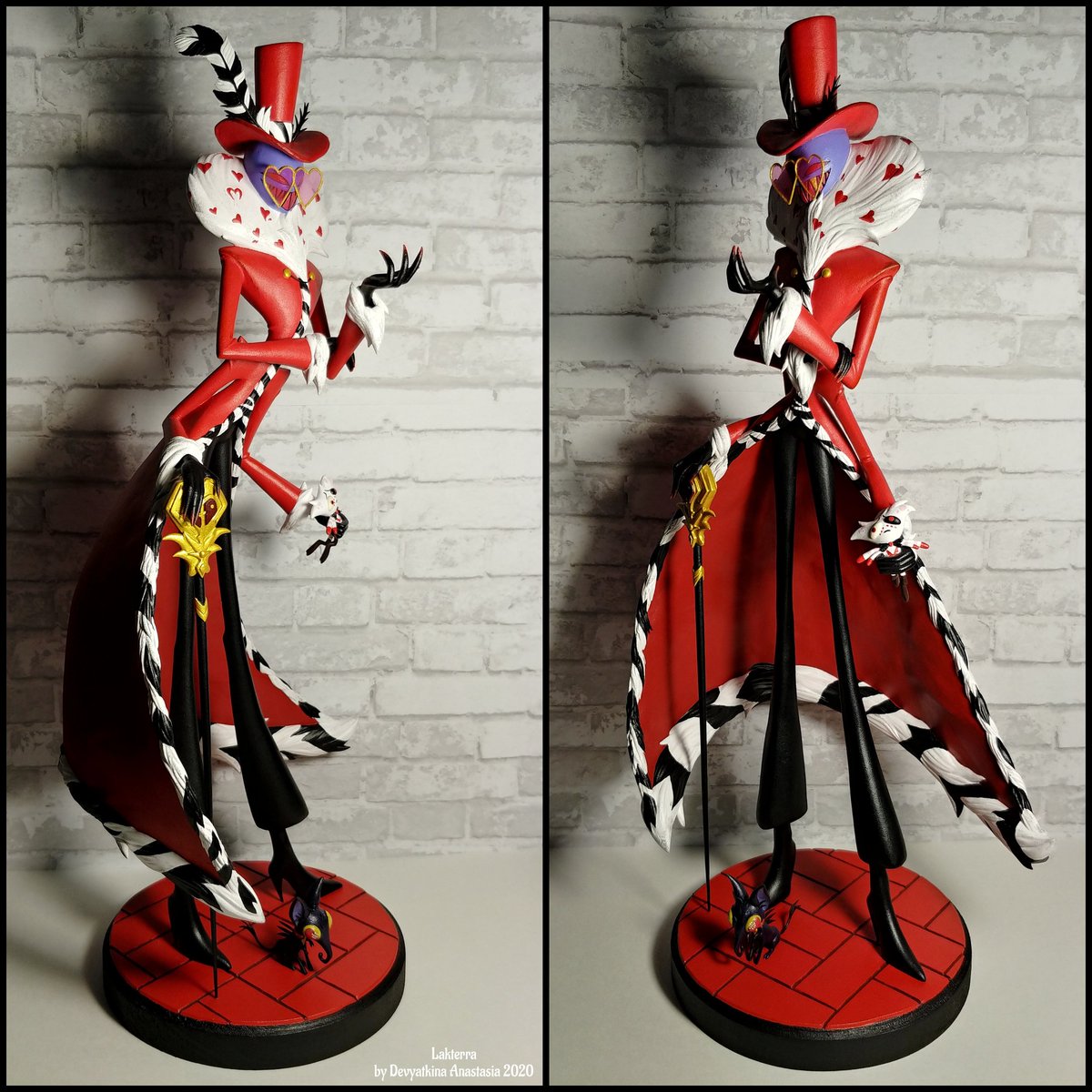 🔥❤️Valentino❤️🔥

 ● Figure size: 35 cm (high);  12 cm (stand diameter).

 ● Materials: wooden stand, wire frame, foil, velvet clay, matt paints, matt varnish.

 [❕Order❕]

#lakterra_workshop #sculpt #figurine #velvetclay #hazbin_hotel #Valentino