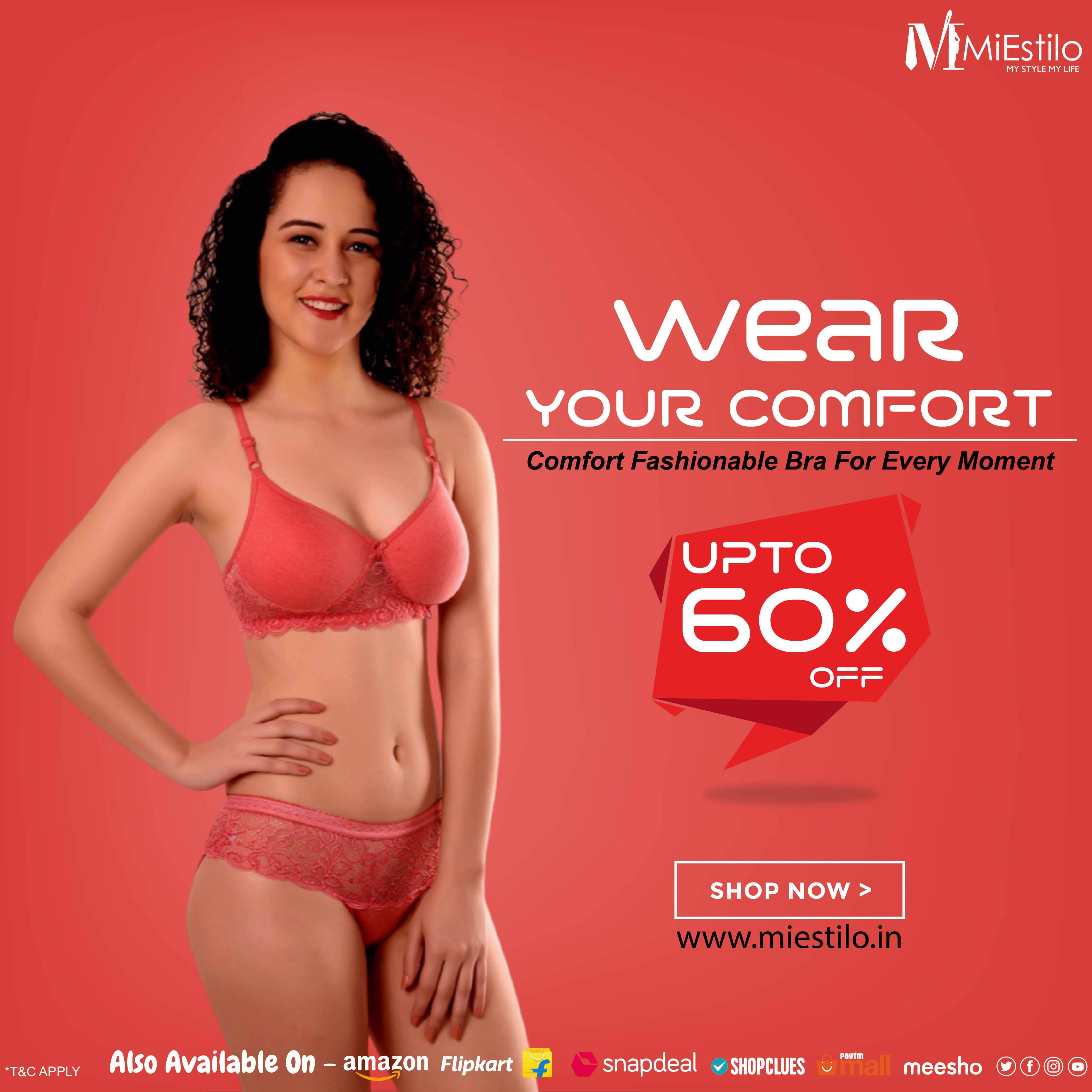 MiEstilo on X: Wear your Comfort for every Moment from the latest trending  Collection of Miestilo bra Visit us on :  #meistilo  #miestilobra #diwalisale #diwalioffer #womenbra #bra #paddedbra #india  #trending #organicbambooproduct #