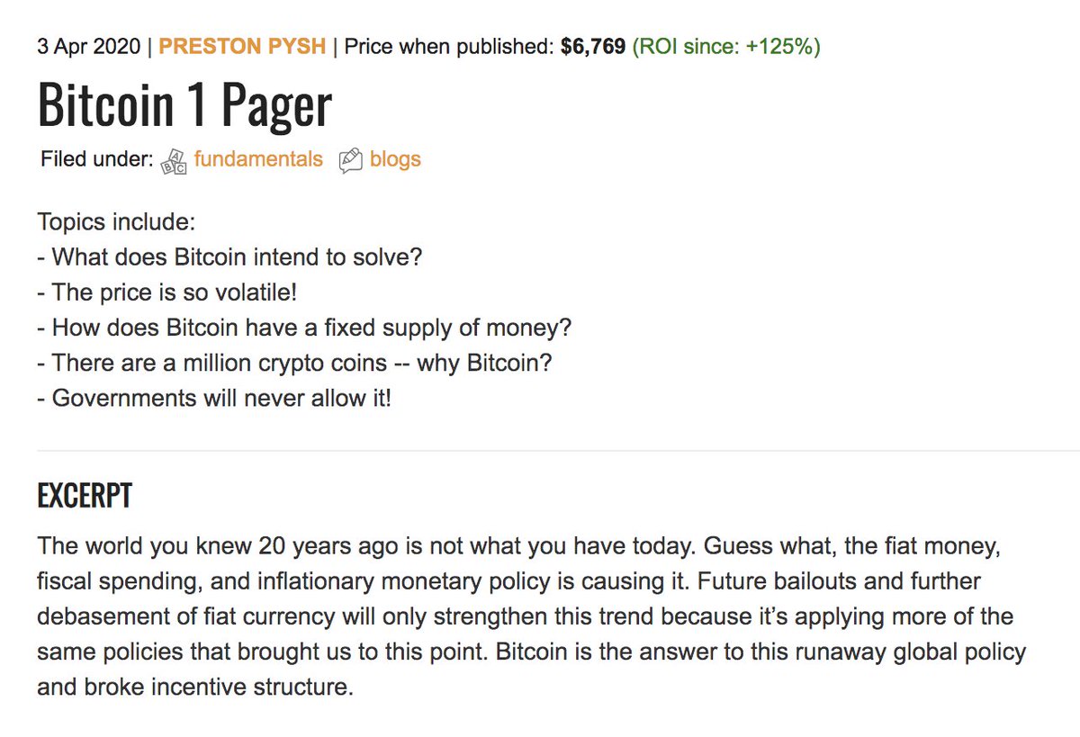 5/ The give me the tl;dr cousin: @PrestonPysh breaks down bitcoin's investment case in one page for those less patient for your philosophical waxings and who just want to watch the damn football game already. https://casebitcoin.com/bitcoin-1-pager&nbsp;