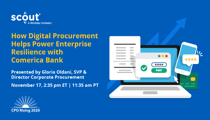 On Nov. 18, join Comerica SVP, Director of Corporate #Procurement Gloria Oldani and learn how #digital acceleration has helped her and her team overcome uncertainty with #agility and #resilience. #sourcing lnkd.in/gv_8mNW