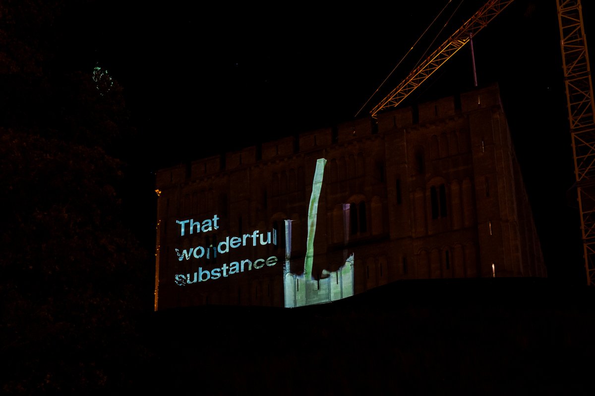 FoodSavvySfk's tweet photo. This udderly incredible light installation at @norwichcastle was made by light artist Ulf Pedersen @muffled1 to raise awareness that 6.7 million pints of milk get wasted each year in Suffolk and Norfolk! Check out Ulf's work here 👀👉https://t.co/XjzuA2Zv7z #FoodSavvy https://t.co/i4s4JNwoLA