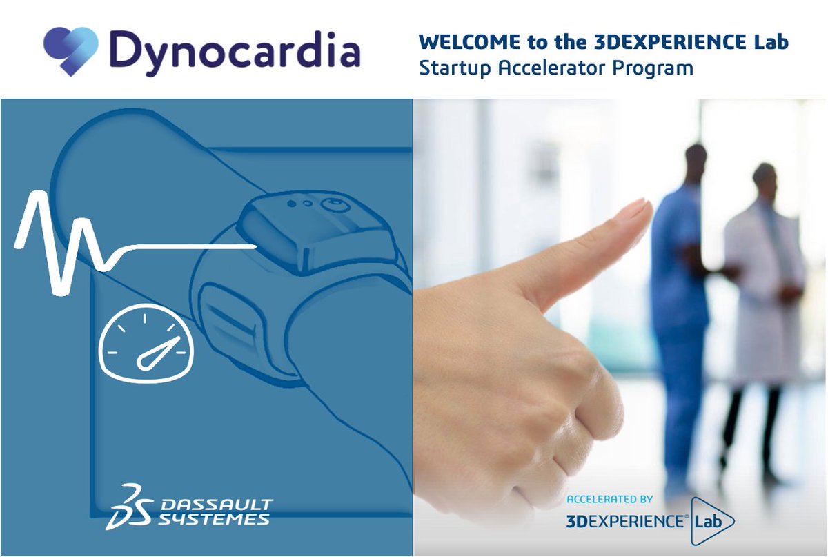 Welcome to Dynocardia in the <a href="/Dassault3DS/">Dassault Systèmes</a>' 3DEXPERIENCE Lab program.
Really proud to support this promising tech startup developing ViTrack™, a wearable continuous non-invasive blood pressure measuring device. #health #innovation #wearabletech #Blood #3DEXPERIENCE #startups #SDG