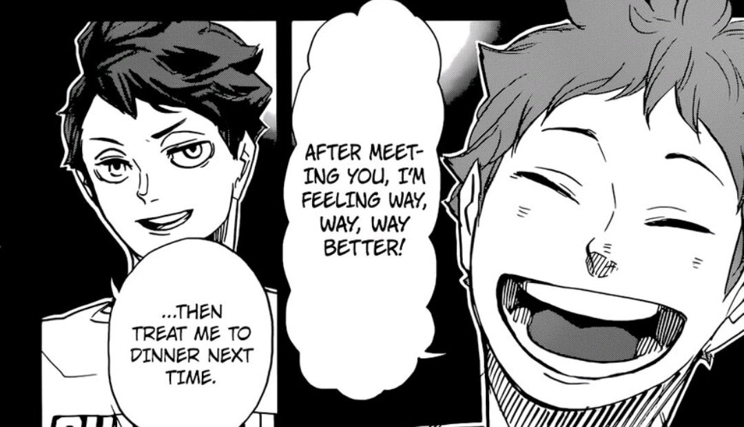 no but the fact that oikawa and hinata wasn't even really close at all before brazil yet hinata still found comfort in him because he's a familiar face, a japanese... from high school, while in a foreign country..

he must've been really homesick. ? 