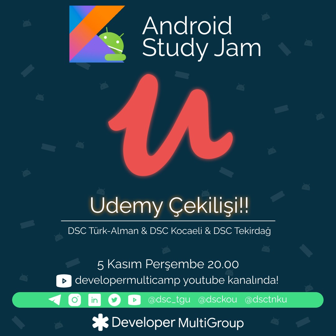 Etkinlik sırasındaki ilk sürprizimiz sizlerle! Udemy çekilişi ve bir sürü sürpriz sizi bekliyor. Saat 20.00'da canlı yayında görüşmek üzere...