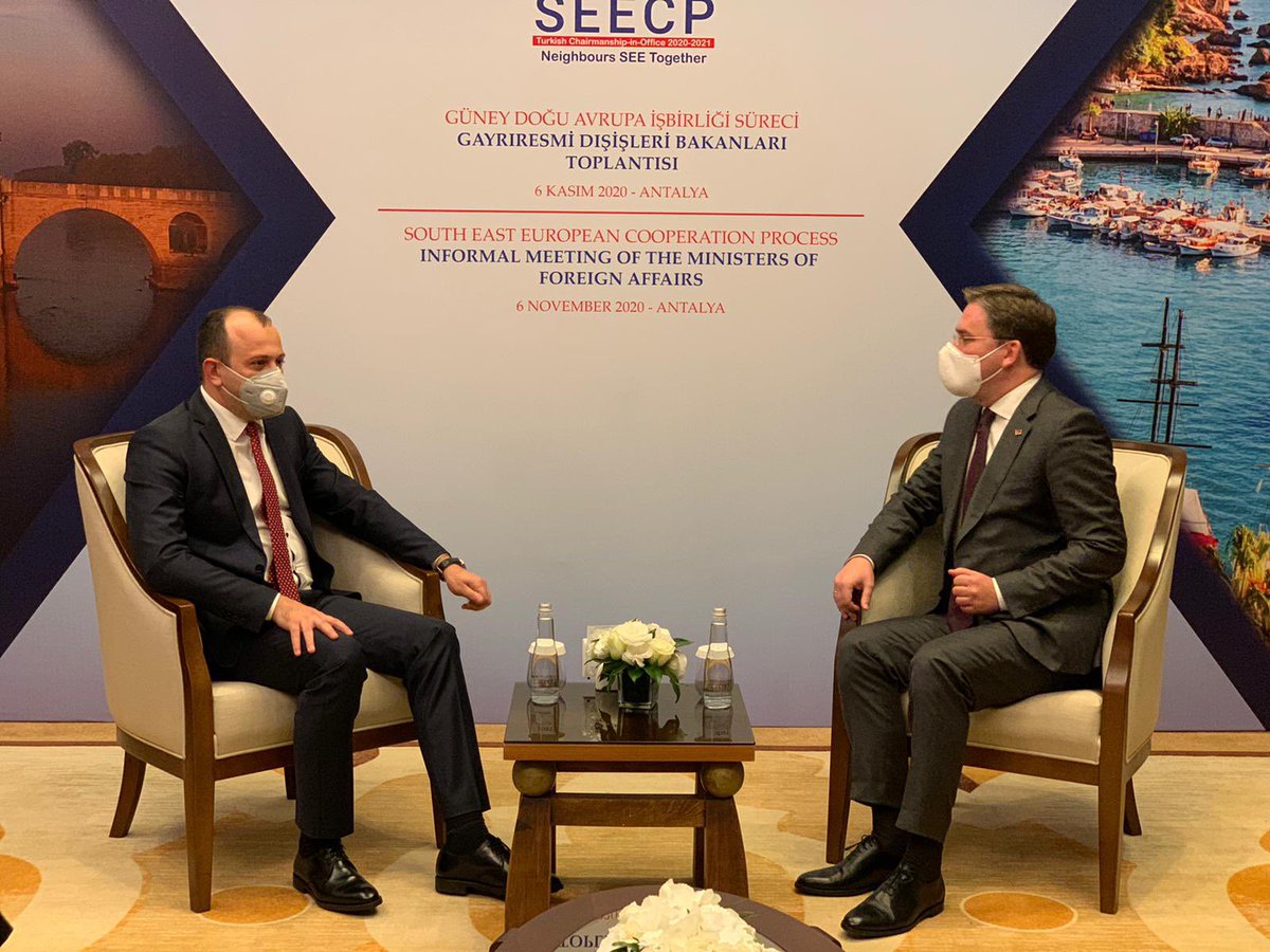 OlegTulea's tweet photo. Starting sideline meetings @TurkishCiOSEECP in #Antaya w/ 🇷🇸 FM @selakovicnikola. Discussion focused on boosting bilateral co-op, #trade & further exchanges on 🇪🇺 Integration #NeighboursSEETogether https://t.co/PVqLZCHVTc