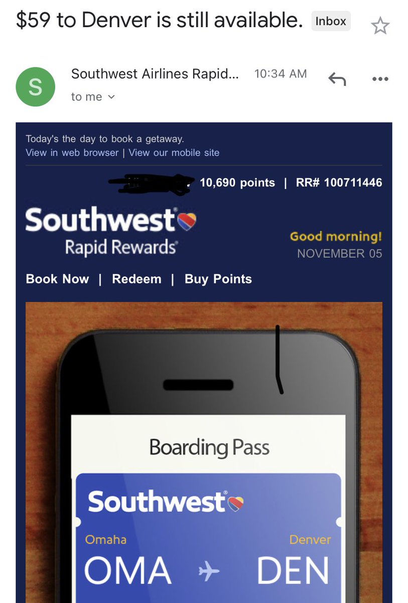 life_email's tweet photo. This #personalization from @SouthwestAir is pretty awesome, shows the route that I searched for, dynamically within the email (also included name on the boarding pass)
#EmailMarketing #dynamiccontent https://t.co/0yxkW7CFRI