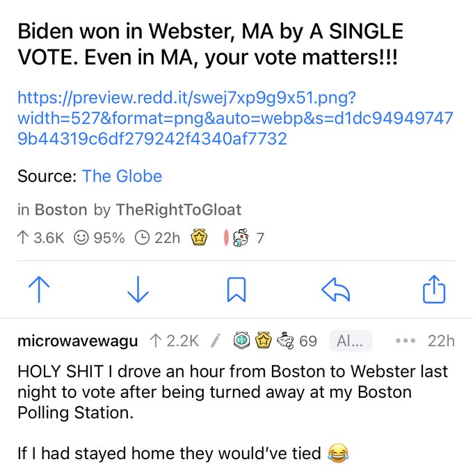 For all of you “mY oNe sIngLe voTe wOn’T mAtTer sO I doN’t voTe” absolute fuckers: https://t.co/G4pA