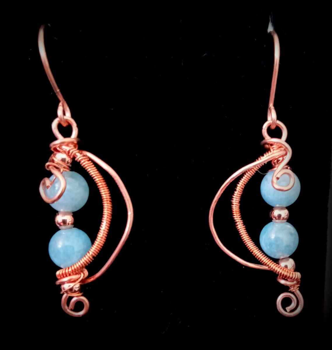 Excited to share the latest addition to my #etsy shop: Copper and Blue Chalcedony Wire Wrapped Earrings etsy.me/366BK7w #copper #steampunk #blue #quartz #women #stone #earwire #bohohippie #earlobe #warrenton # 27th Annual Sportsman's Festival