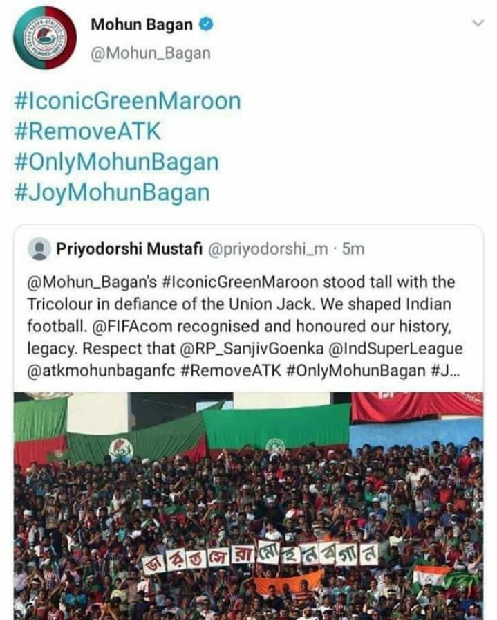 ATKMBFansKerala's tweet photo. It was too much of MB to have the logo and jersey with 20% stakes and now they want to wipe off ATK of the map. #StandWithATK https://t.co/BzTAD8csrJ