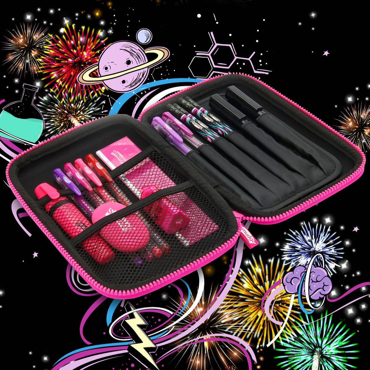 SmudgeWorld's tweet photo. It’s bonfire night and sparks are flying with our Geek on Fleek pencil case 🎇 With lots of compartments this is the perfect way to stay organised in style. 

#fireworks #bonfirenight #guyfawkes #stationery #pencilcase #organiser #organised #geek #design #supplies #smudge #girls https://t.co/0TcyOXmoUJ