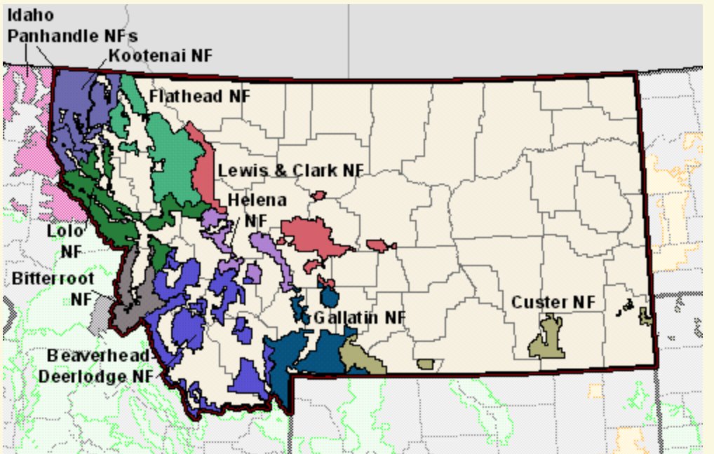 To put this into perspective. Montana has over 27,000,000 acres of federally protected or public land (according to the Wilderness Association). Thats about 1/3 of the state or in other words the size of all of Ohio or Tennessee. Map of forests from USFS