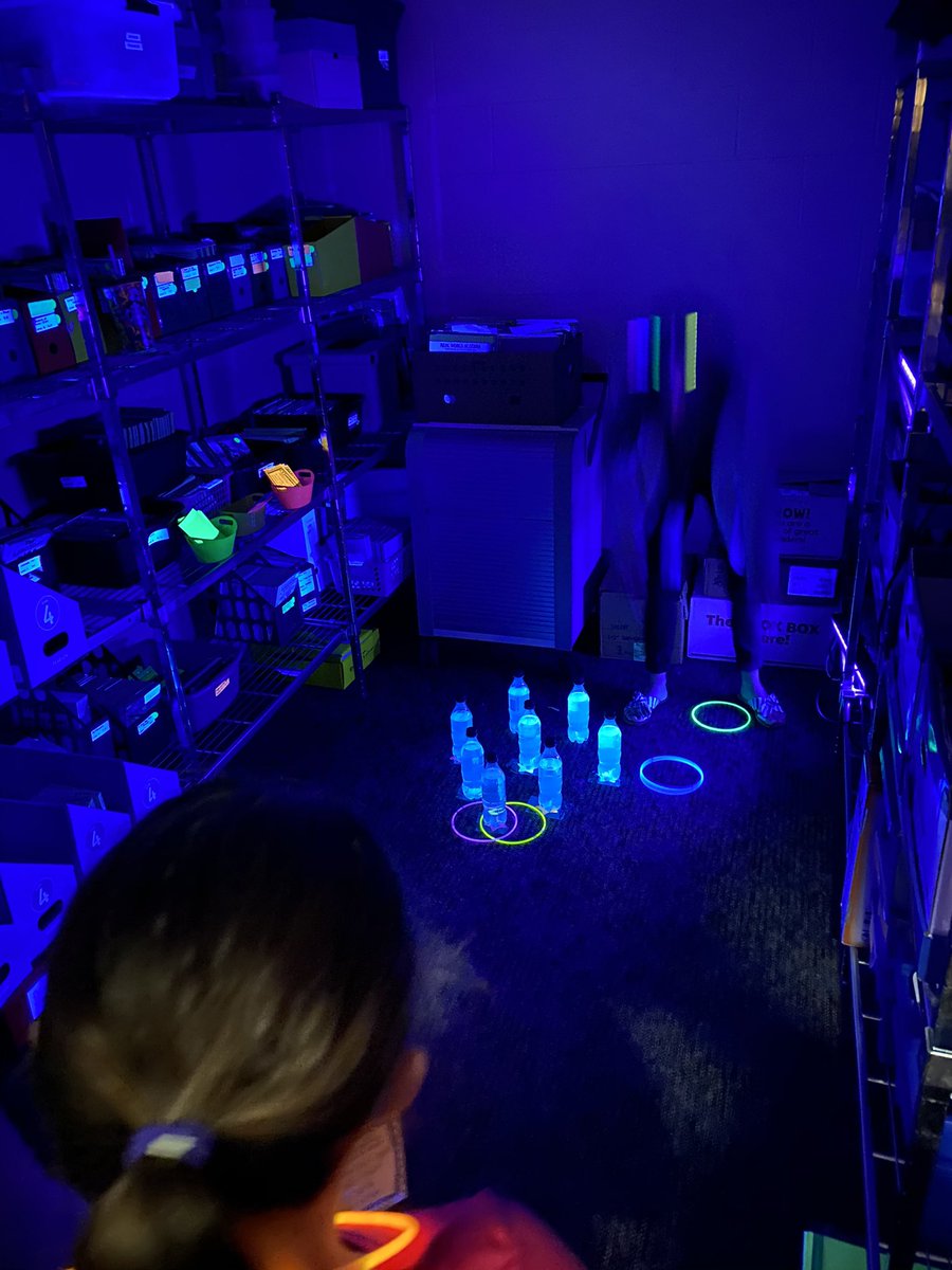 clsbuck's tweet photo. Getting our glow going today in 4th grade for language arts @BelleHeth.  Ring toss, highlighting, and glow in the dark Jenga for the win! https://t.co/n9ztp4PRsR