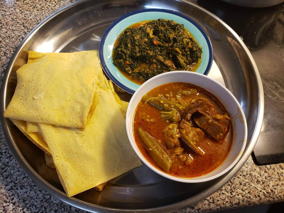 Nyandeng17's tweet photo. I'm starting a South Sudanese catering business (on weekends)
#Main_Meals:
~Kisra served with (Okra + meat or kuthra (molokhia) + meat)= $10
~Ugali served with wet-fried fish: $10

1. For now: I'm doing outdoor (drive-through) pick-up only.
2. Door-to-door delivery soon.
#SSOT🇸🇸 https://t.co/6yKQGm7XMO