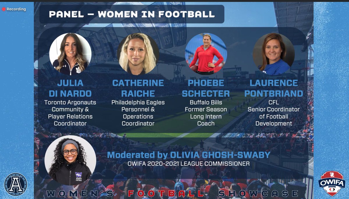 SeeWhatSheCanDo's tweet photo. Congrats to the @TorontoArgos & @owifafootball for hosting an amazing virtual 2020 #WomensFootballShowcase this afternoon. Over 60 attendees got to hear from an amazing panel of female football leaders, talk the game and make great connections. #seewhatshecando #OWIFA #Argos https://t.co/uQjKoJ5QGo