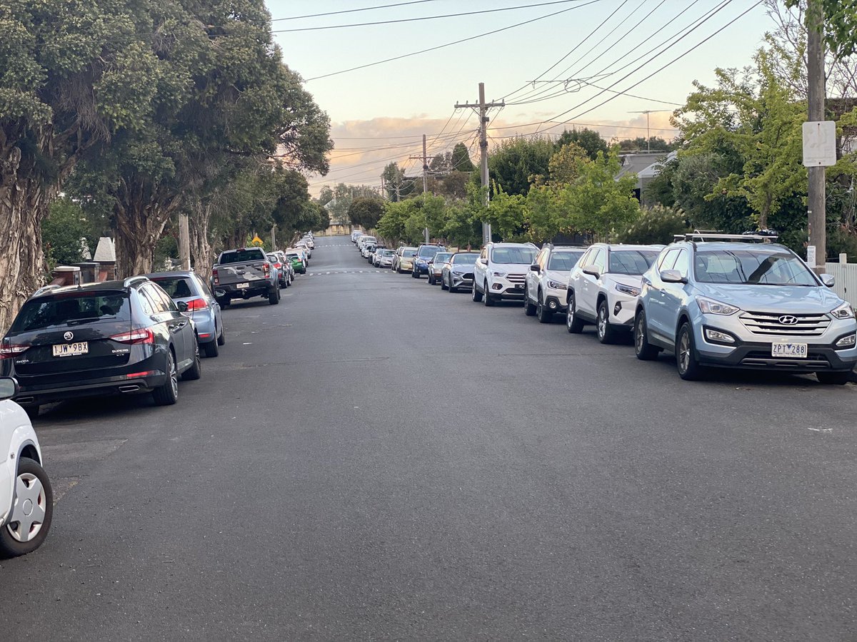 RahulPrasad74's tweet photo. What’s wrong with this picture? An affluent, greens supporting suburb in Melbourne with million $ property prices. 21stCentury & every car on the street is an ICE or #hybrid #ElectricVehicles are the future but driving tech from 19th century #carbon #emissions #future4kids https://t.co/2V7XCucifY