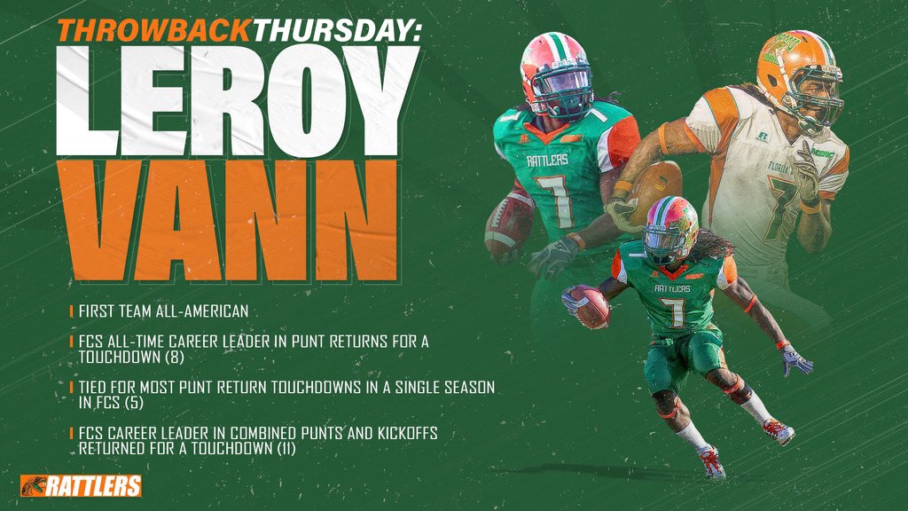FAMUAthletics's tweet photo. #RememberWhen Leroy Vann struck fear in every opponent he faced? He returned a total of 1️⃣1️⃣ kickoffs and punts back for touchdowns, solidifying himself as one of the greatest kick returners in NCAA history. He recorded 107 tackles, three sacks and two INTs #FAMU #TBT 🐍👌🏾💯 https://t.co/kCqrwMfQWO