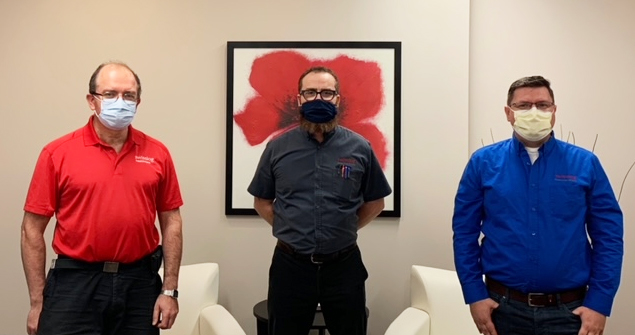 Don't look now - just a few #healthcareheroes repairing another brand's pneumatic tube system at a time when travel is limited. Thanks Neil, Yan, and Vadim for stepping up in a crisis to help a hospital with its #transportautomation issues! #fieldservice