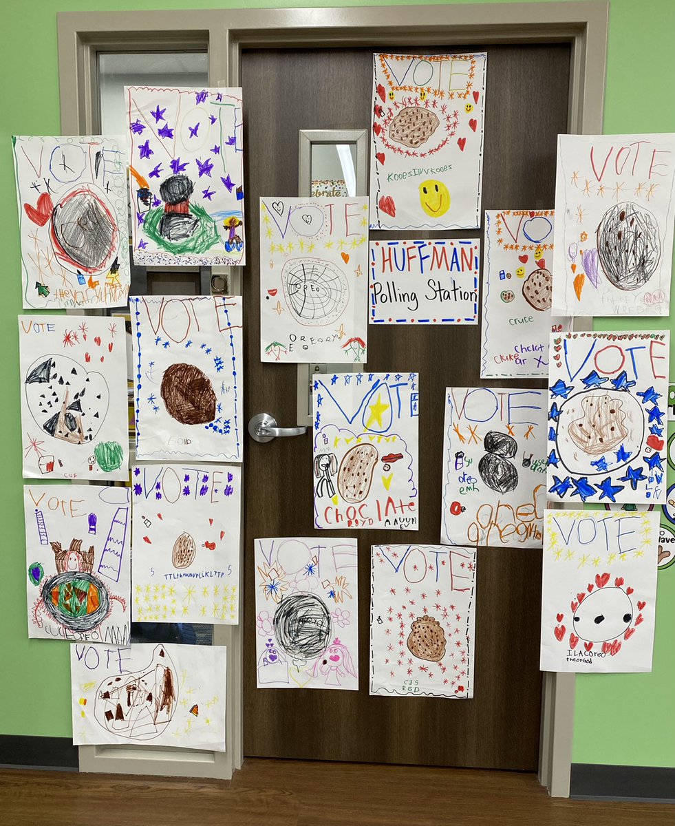 GOESchuffman's tweet photo. We are ready for the Cookie Election of 2020 in Room 209 tomorrow 🇺🇸🍪😊 @TISDGOES @TISD_SS #GOesforGOLD #cookieelection https://t.co/N5XsT7Rk5A